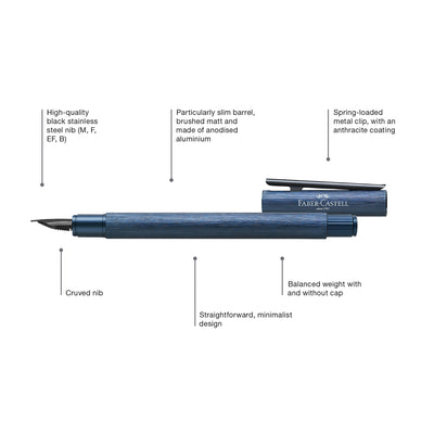 Faber-Castell Neo Slim Fountain Pen - Aluminium Dark Blue BT