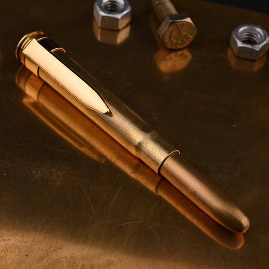 Fisher Space Cartridge Space Ball Pen, Raw Brass - With Gold Plated Clip