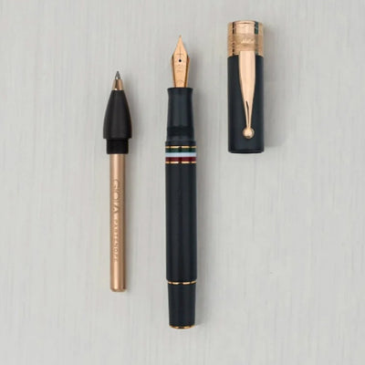 Gioia Partenope Fountain & Roller Ball Pen - Black Sand RGT
