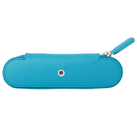 Graf Von Faber-Castell Epsom Leather 2 Pen Holder with Zip - Gulf Blue