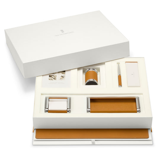 Graf Von Faber-Castell Epsom Leather Desk Set- Cognac