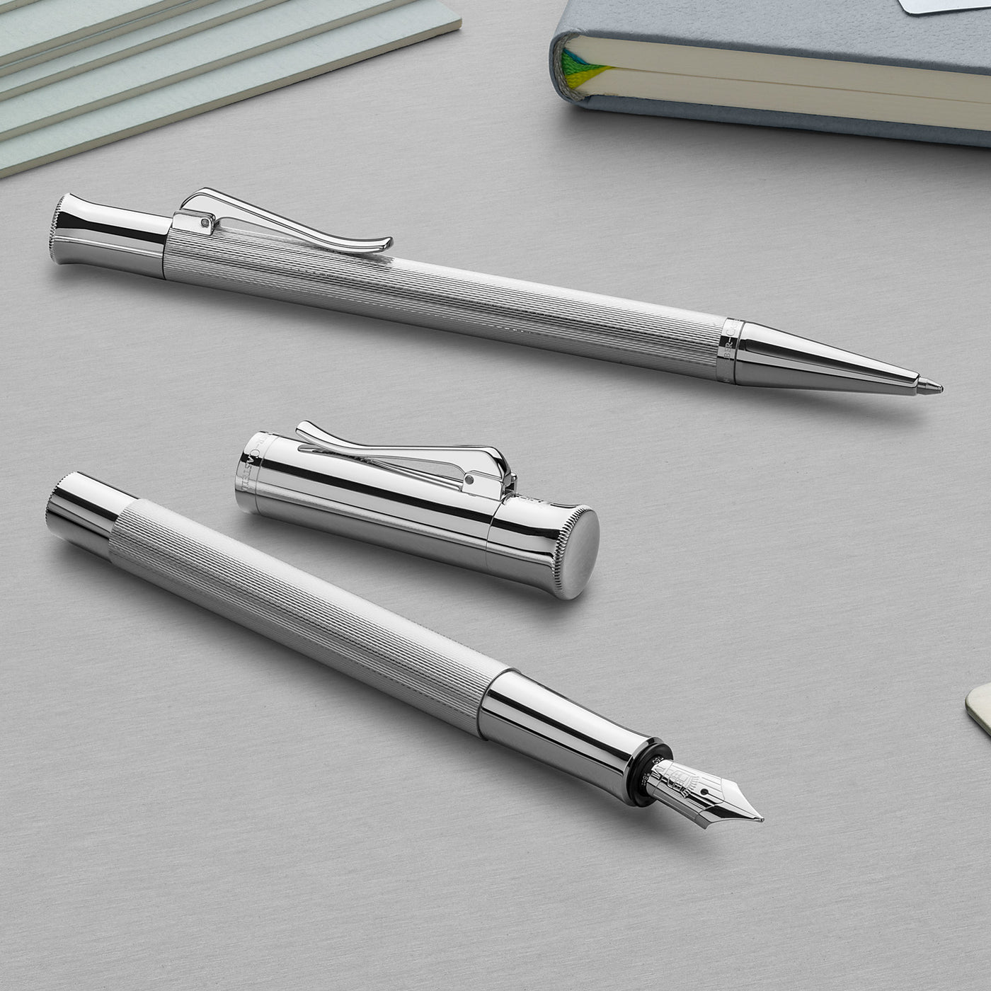 Graf Von Faber-Castell Guilloche Fountain Pen - Rhodium