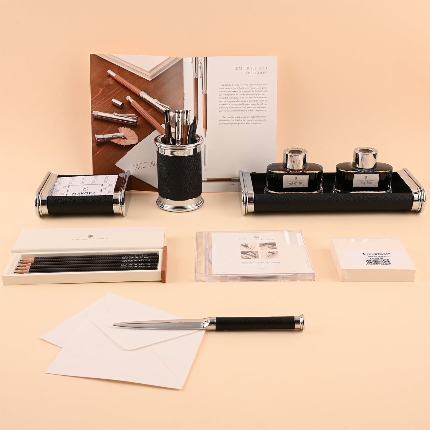 Buy Graf Von Faber-Castell Epsom Black Leather Desk Set Online at 