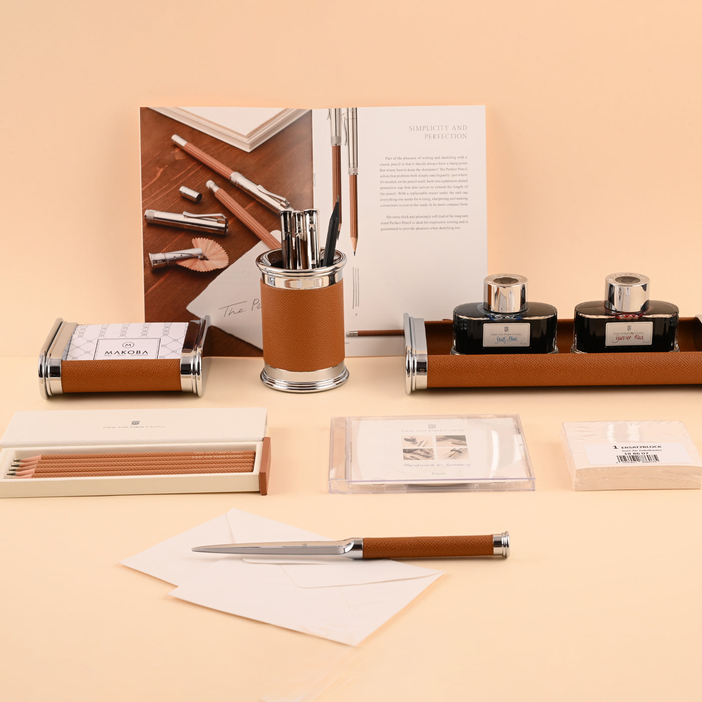 Buy Graf Von Faber-Castell Epsom Cognac Leather Desk Set Online at