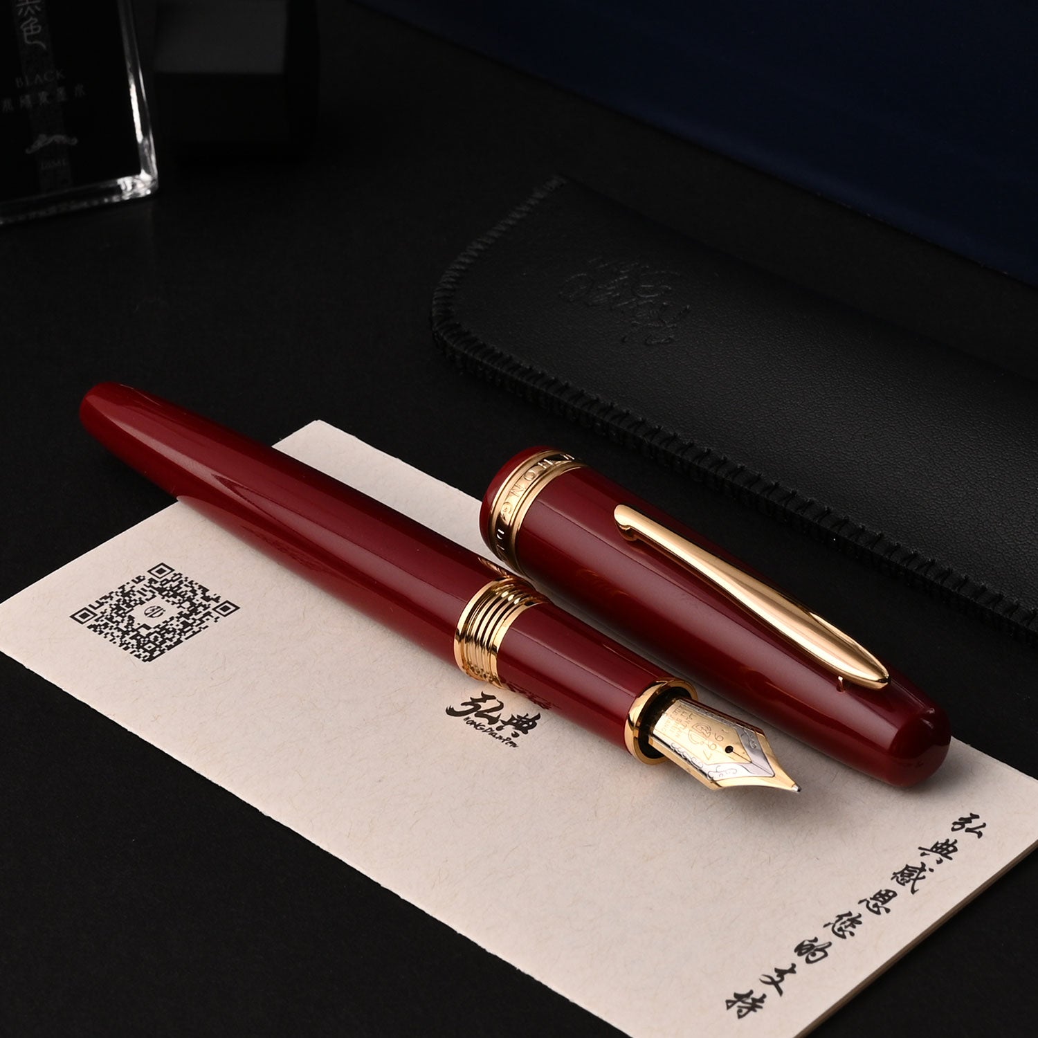 Hongdian 6016 Vulpen Fijne penpunt, natuurlijk hout massief metalen pen met pennenetui Hongdian 6016 Vulpen Fijne penpunt, natuurlijk hout massief metalen pen met pennenetui