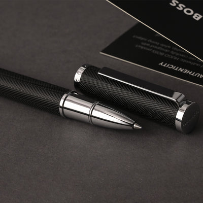 Hugo Boss Formation Herringbone Roller Ball Pen - Black CT