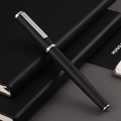 Hugo Boss Formation Herringbone Roller Ball Pen - Black CT