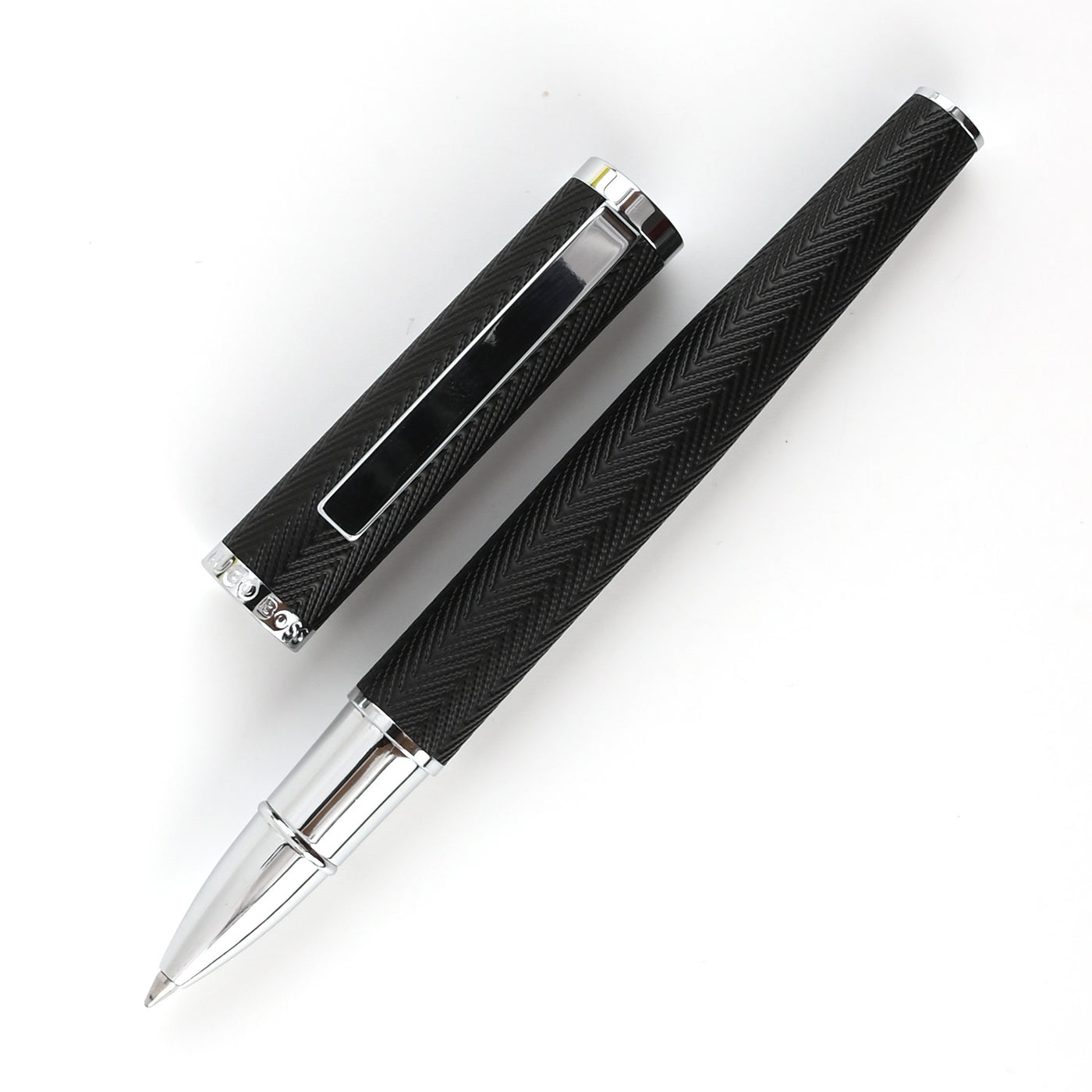 Hugo Boss Formation Herringbone Roller Ball Pen - Black CT