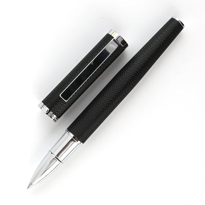 Hugo Boss Formation Herringbone Roller Ball Pen - Black CT