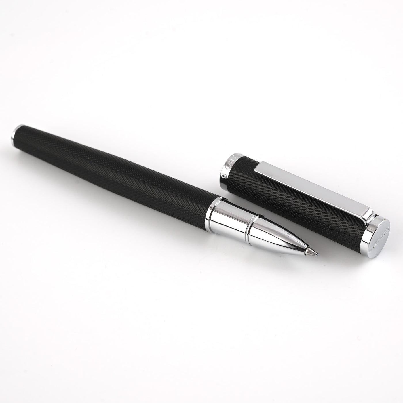Hugo Boss Formation Herringbone Roller Ball Pen - Black CT