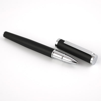 Hugo Boss Formation Herringbone Roller Ball Pen - Black CT