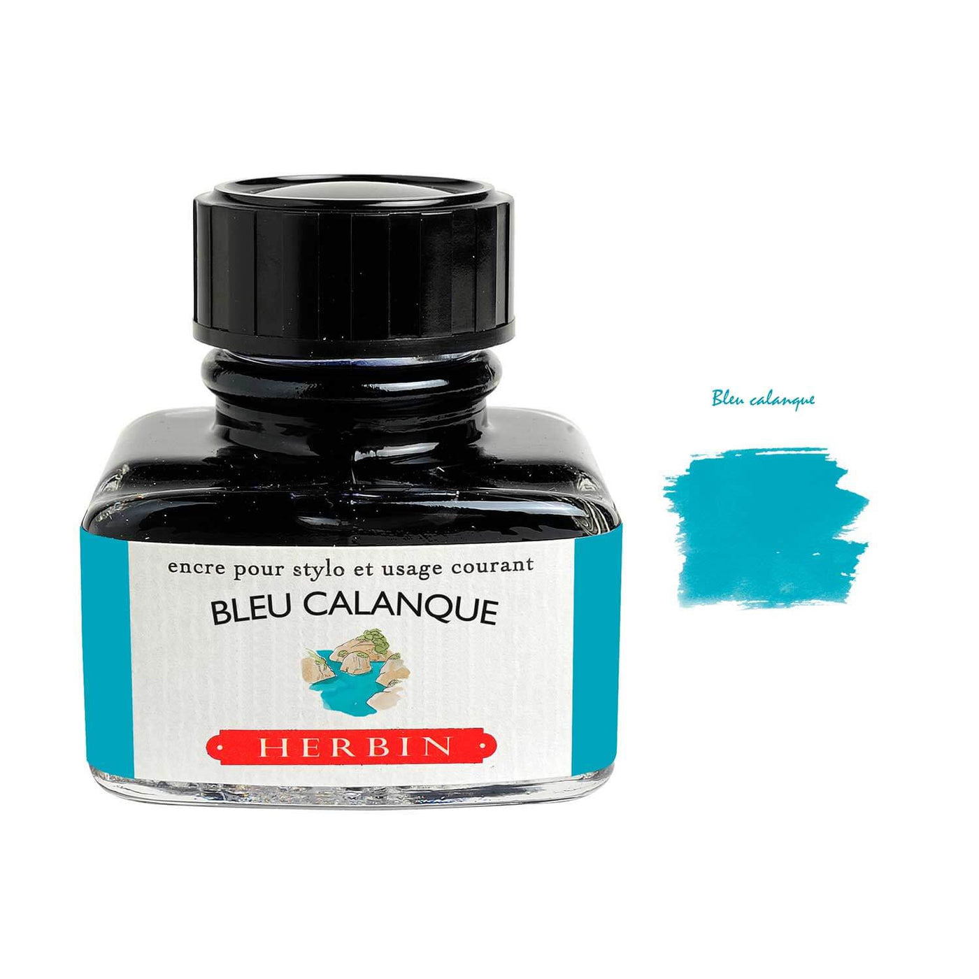 J Herbin "D" Series Ink Bottle Bleu Calanque (Turquoise) - 30ml 1