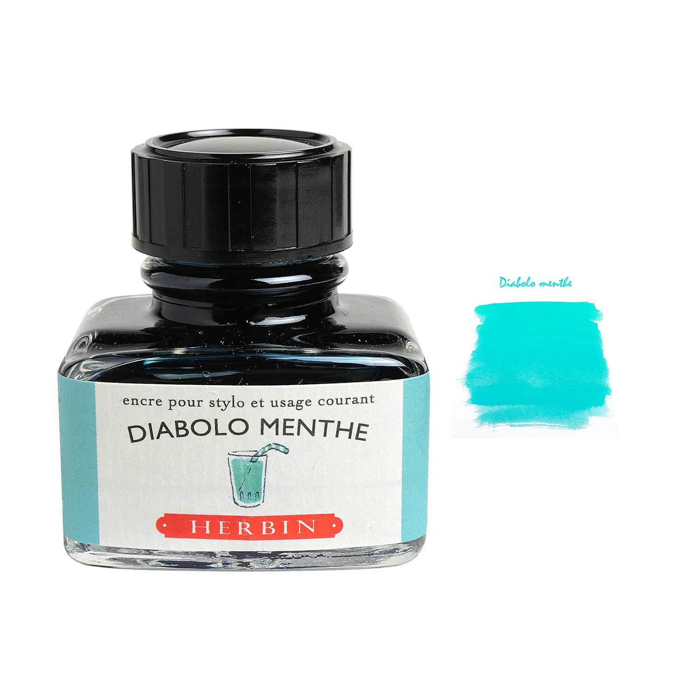 J Herbin "D" Series Ink Bottle Diabolo Menthe (Green Turquoise) - 30ml 1