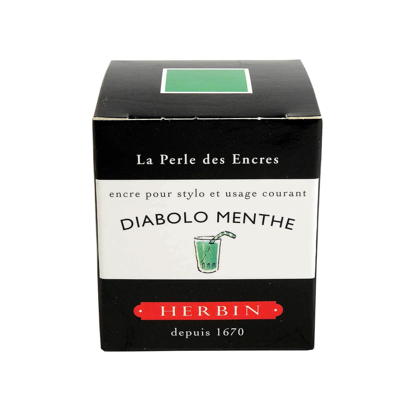 J Herbin "D" Series Ink Bottle Diabolo Menthe (Green Turquoise) - 30ml 2