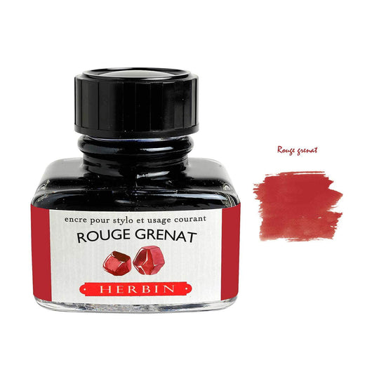 J Herbin "D" Series Ink Bottle, Rouge Grenat (Burgundy) - 30ml
