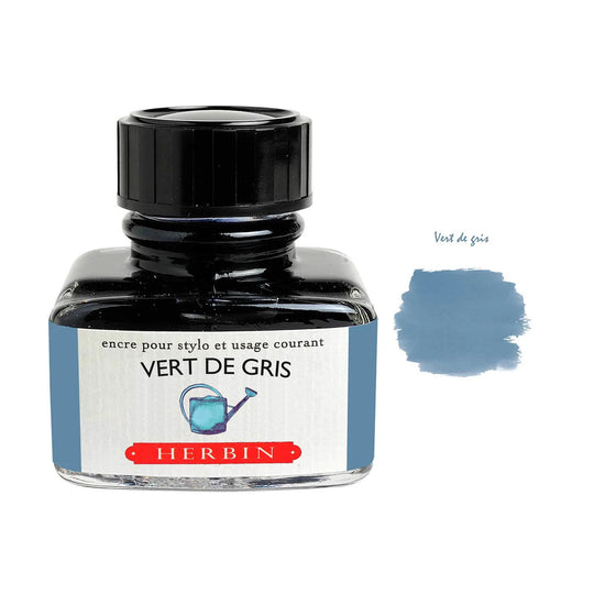 J Herbin "D" Series Ink Bottle, Vert De Gris (Greyish Green) - 30ml