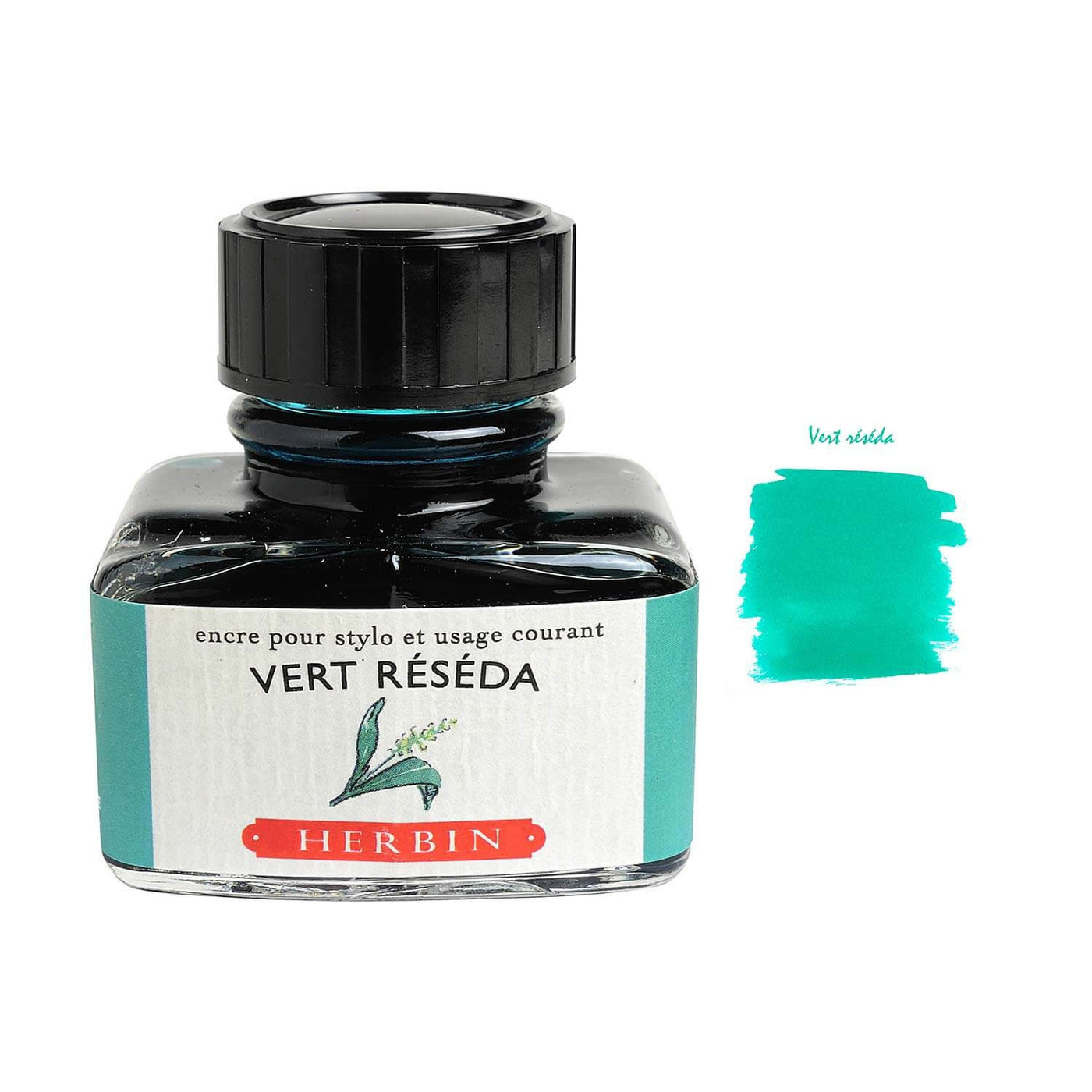 J Herbin "D" Series Ink Bottle Vert Reseda (Turquoise) - 30ml 1