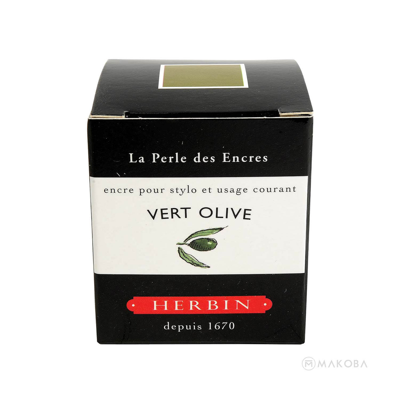 J Herbin "D" Series Ink Bottle Vert Olive (Green) - 30ml 2