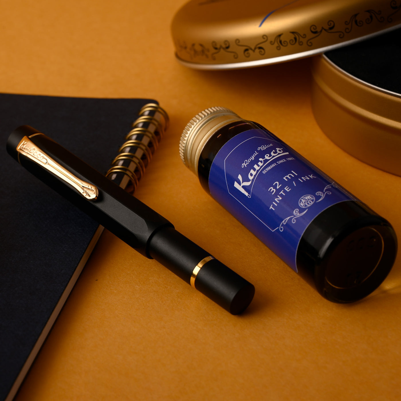 Kaweco Piston AL Sport Fountain Pen with Ink Bottle - Black GT 20