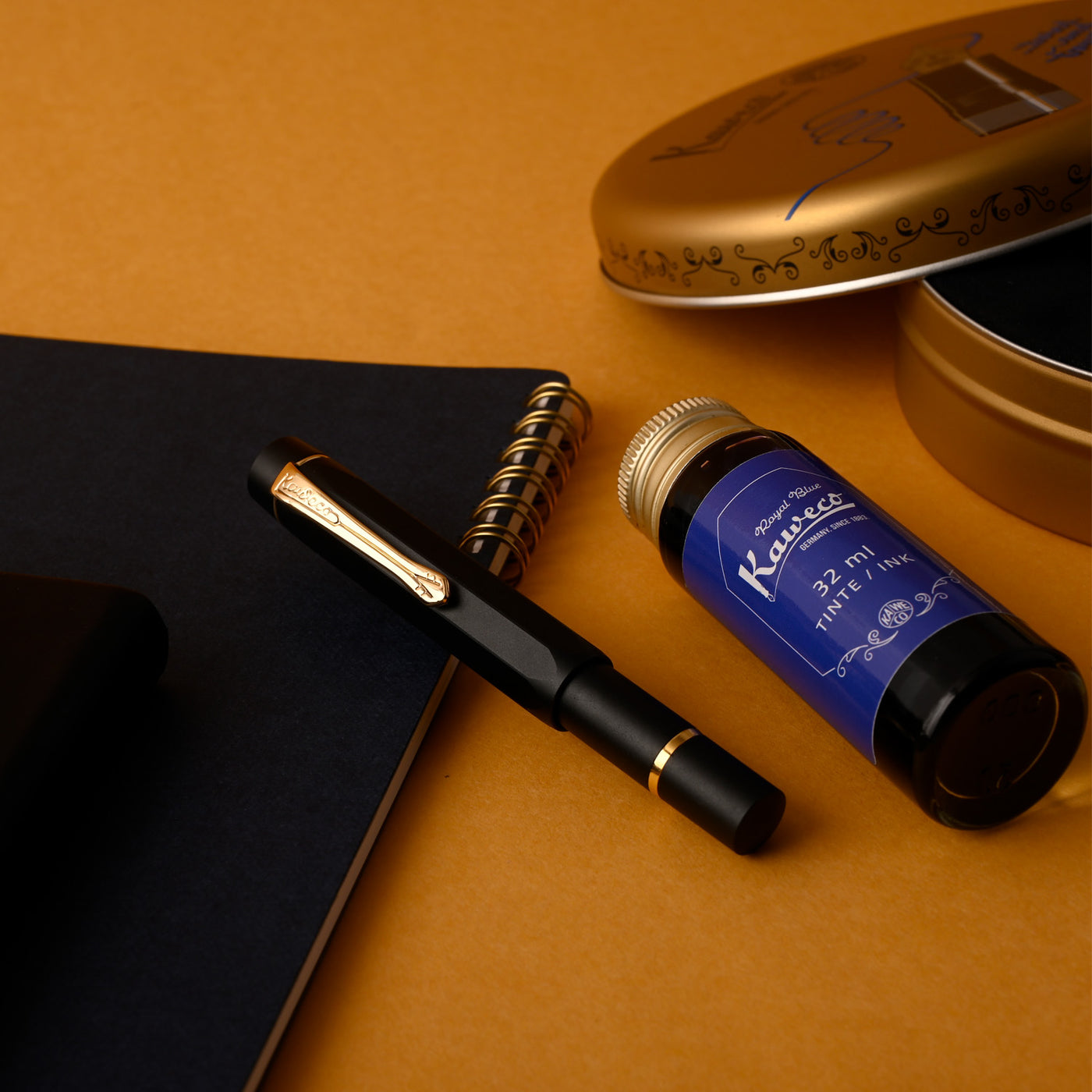 Kaweco Piston AL Sport Fountain Pen with Ink Bottle - Black GT 21