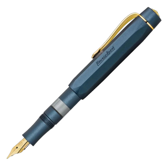 Kaweco Piston AL Sport Fountain Pen with Ink Bottle - Navy Blue GT