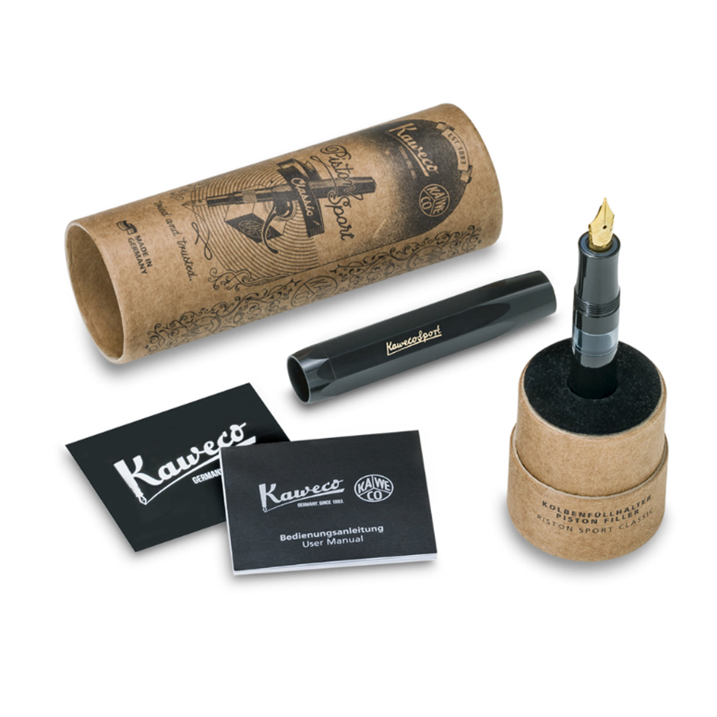 Kaweco Piston Classic Sport Fountain Pen with Optional Clip - Black Gold