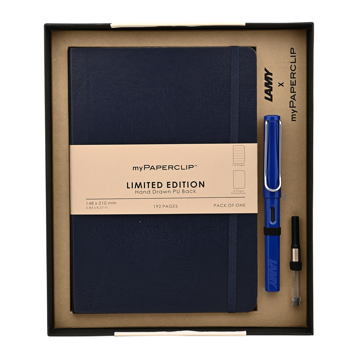 Lamy Gift Set - Safari Blue Fountain Pen with myPaperclip A5 Blue Notebook 1