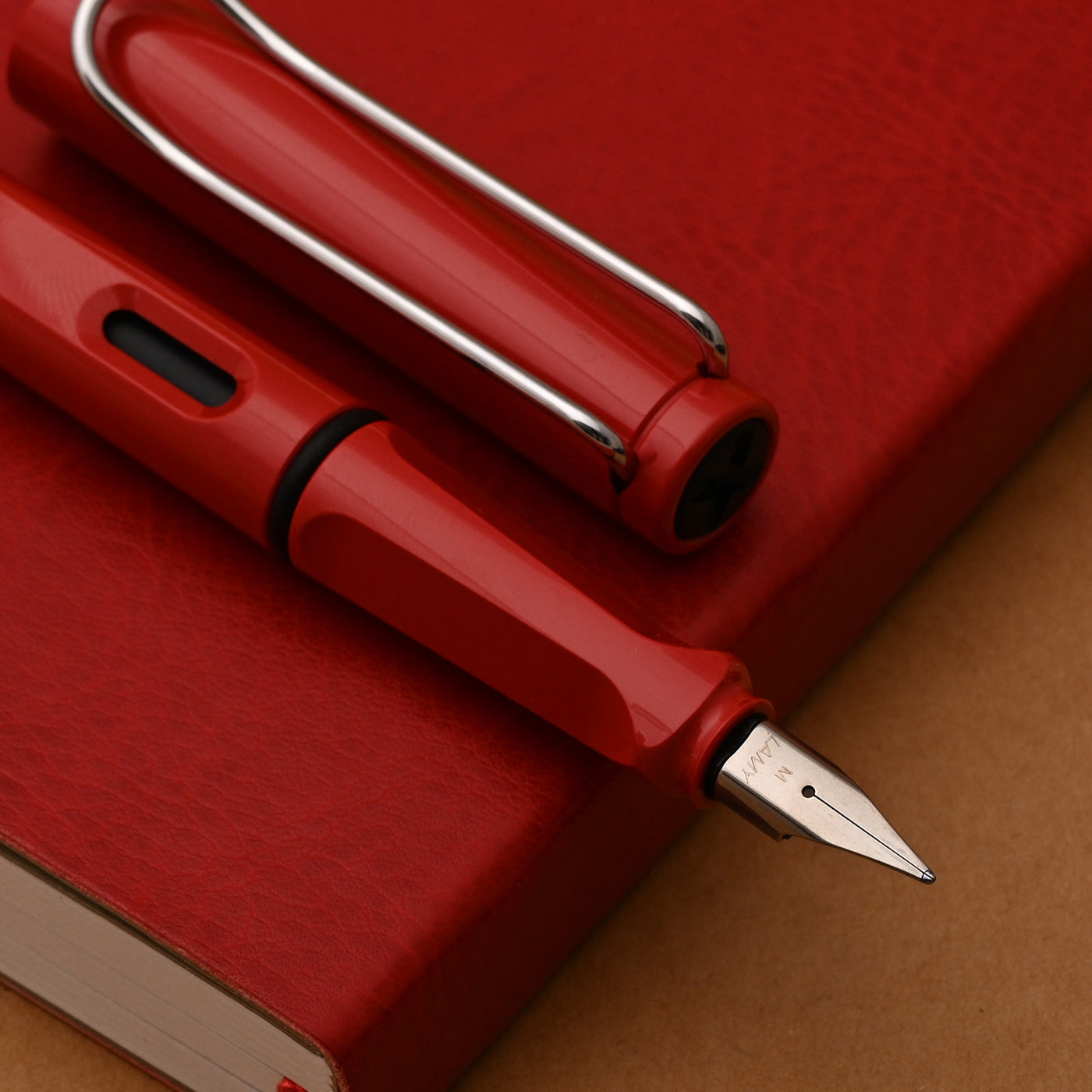 Lamy Gift Set - Safari Red Fountain Pen with myPaperclip A5 Red Notebook 2