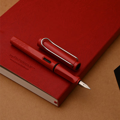 Lamy Gift Set - Safari Red Fountain Pen with myPaperclip A5 Red Notebook 3