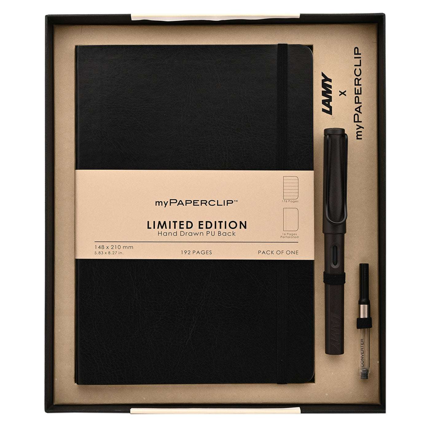 Lamy Gift Set - Safari Umbra Fountain Pen with myPaperclip A5 Black Notebook 1