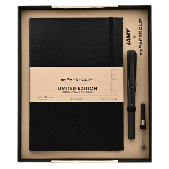 Lamy Gift Set - Safari Umbra Fountain Pen with myPaperclip A5 Black Notebook