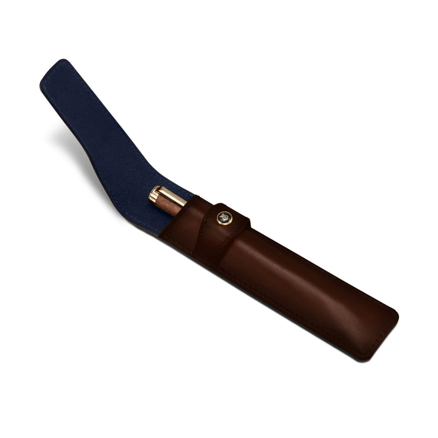 Lapis Bard Classic Leather Single Pen Holder - Cognac 2