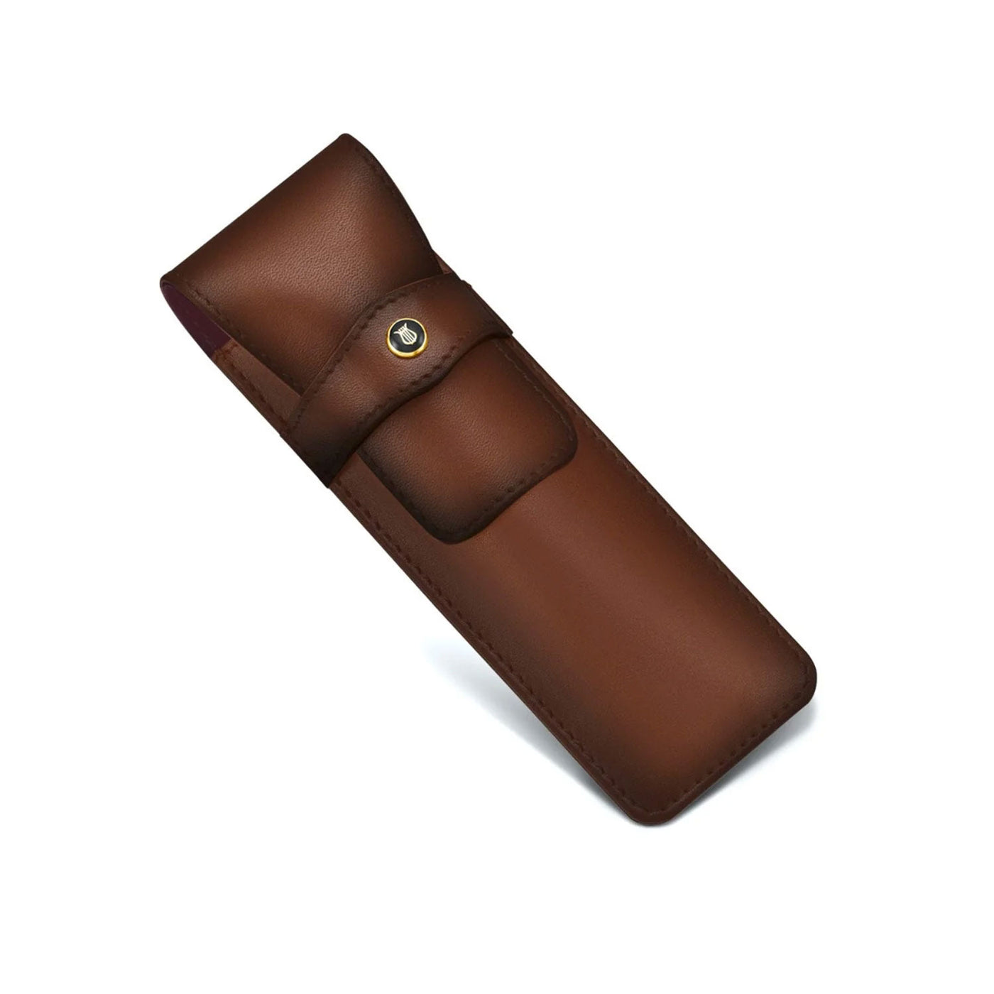Lapis Bard Classic Leather 2 Pen Holder - Cognac 1