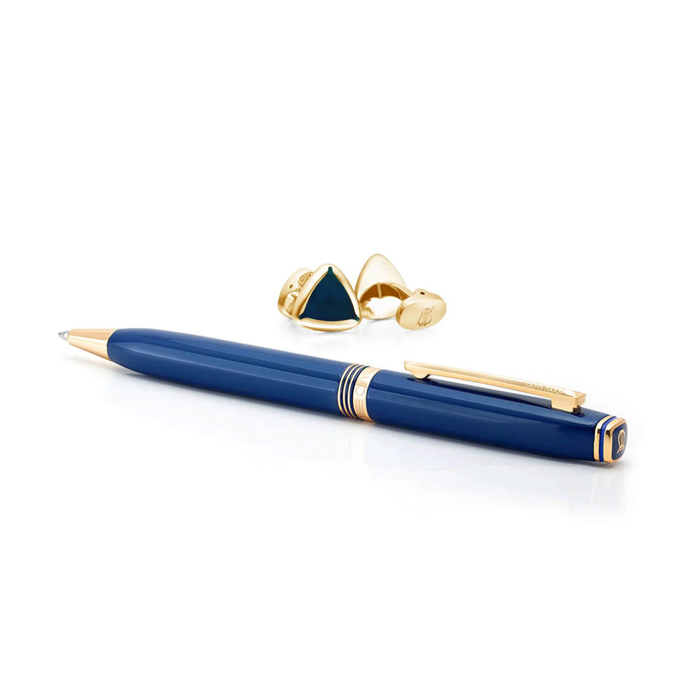 Lapis Bard Gift Set - Contemporary Blue Ball Pen with Shard Blue Gold Cufflinks 2