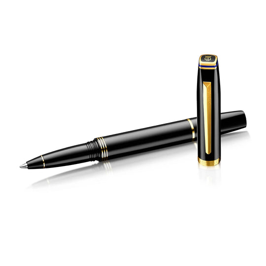 Lapis Bard Contemporary Roller Ball Pen - Black GT