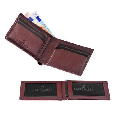 Lapis Bard Ducorium Bifold Evening 6cc Wallet with Additional Sleeve - Bordeaux 3