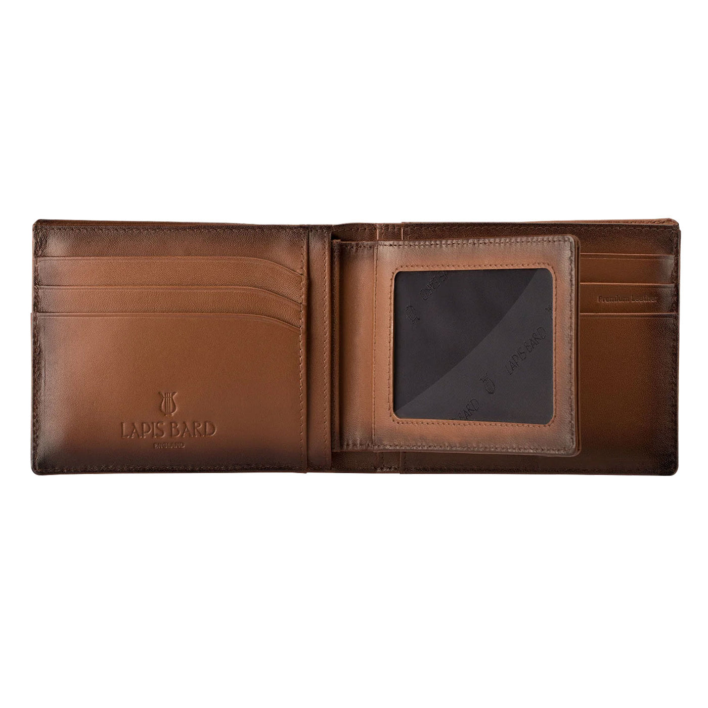 Lapis Bard Ducorium Bifold Evening 6cc Wallet with Additional Sleeve - Cognac 2