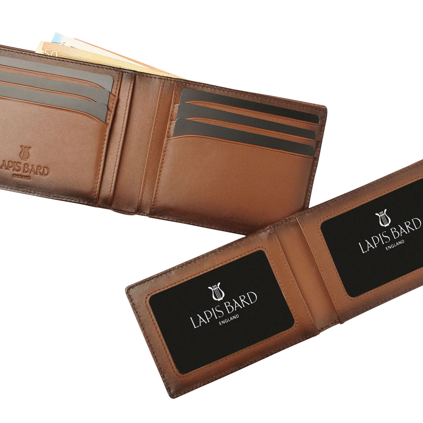 Lapis Bard Ducorium Bifold Evening 6cc Wallet with Additional Sleeve - Cognac 3