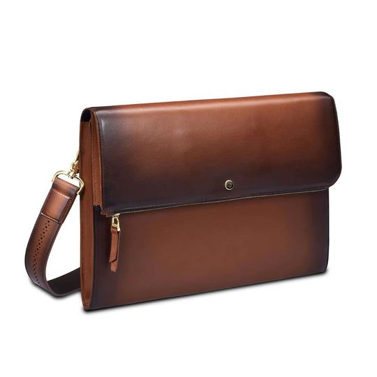 Lapis Bard Ducorium Bexley 13inch Laptop Sleeve With Shoulder Strap - Cognac