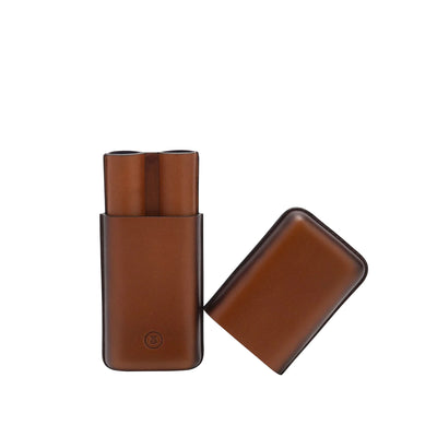 Lapis Bard Ducorium Moulded 2 Pen Case - Cognac