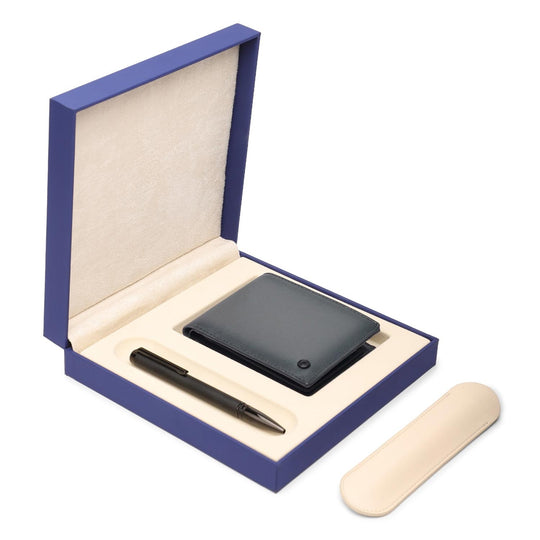 Lapis Bard Gift Set - Torque Matte Black Ball Pen with Ducorium Graphite Wallet