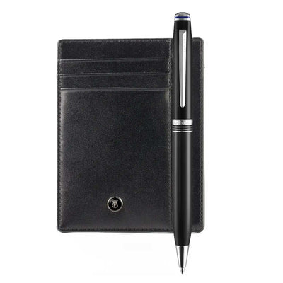 Lapis Bard Gift Set - Contemporary Black Ball Pen with Mayfair Credit Card Holder 2