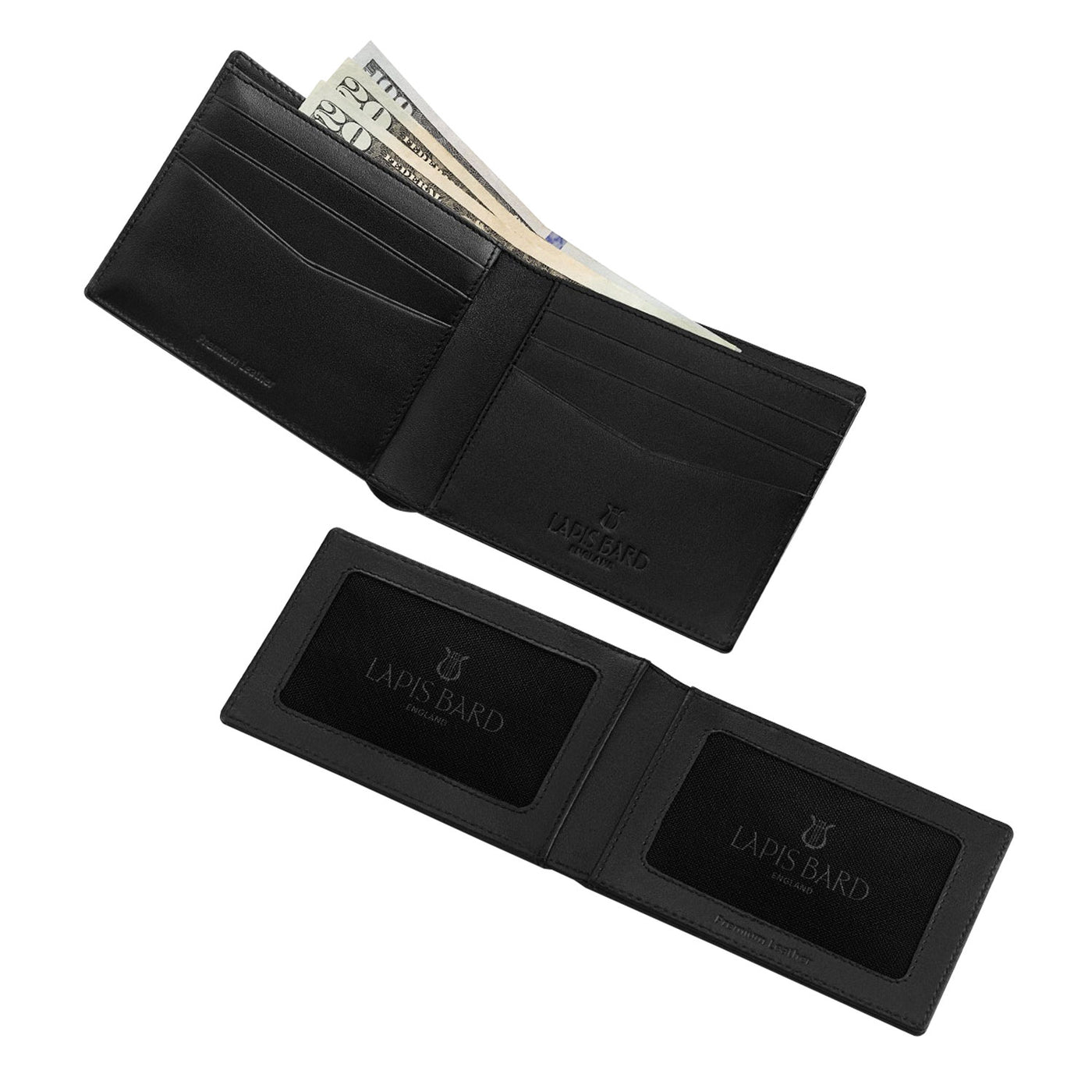 Lapis Bard Mayfair Bifold 6cc Wallet with Additional Sleeve - Black 3