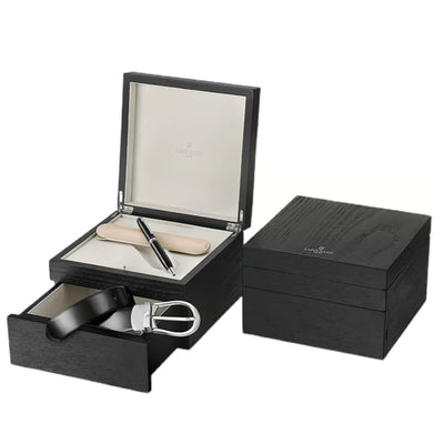 Lapis Bard Gift Set - Contemporary Black Ball Pen with Sullivan Black Belt