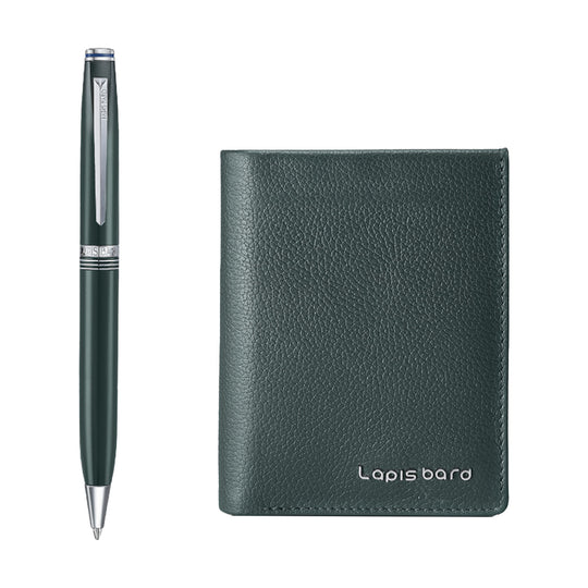 Lapis Bard Gift Set - Contemporary Verdant Ball Pen with Verdant Dual Compartment Wallet