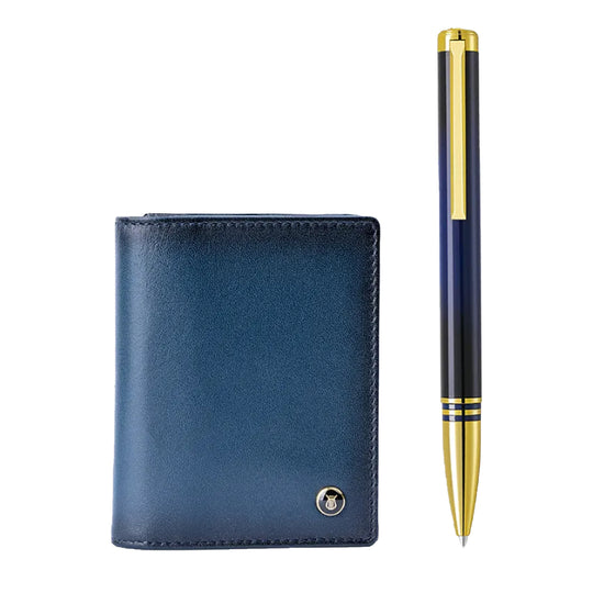 Lapis Bard Gift Set - Torque Blue Ball Pen with Ducorium Business Card Holder