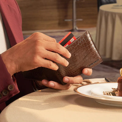 Lapis Bard Mandeville 6cc Wallet with Additional Credit Card Holder - Dark Brown