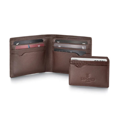 Lapis Bard Mandeville 6cc Wallet with Additional Credit Card Holder - Dark Brown