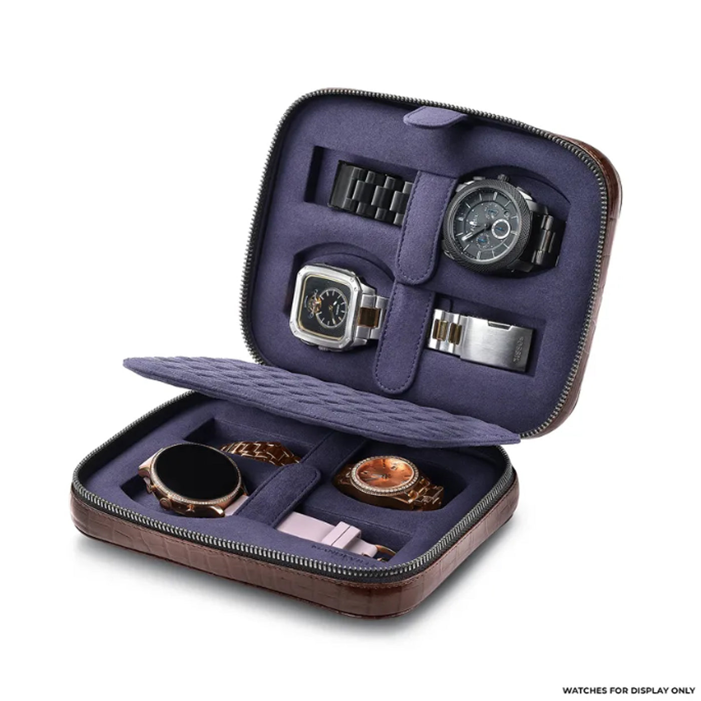 Lapis Bard Mandeville Leather 4 Watch Case - Dark Brown