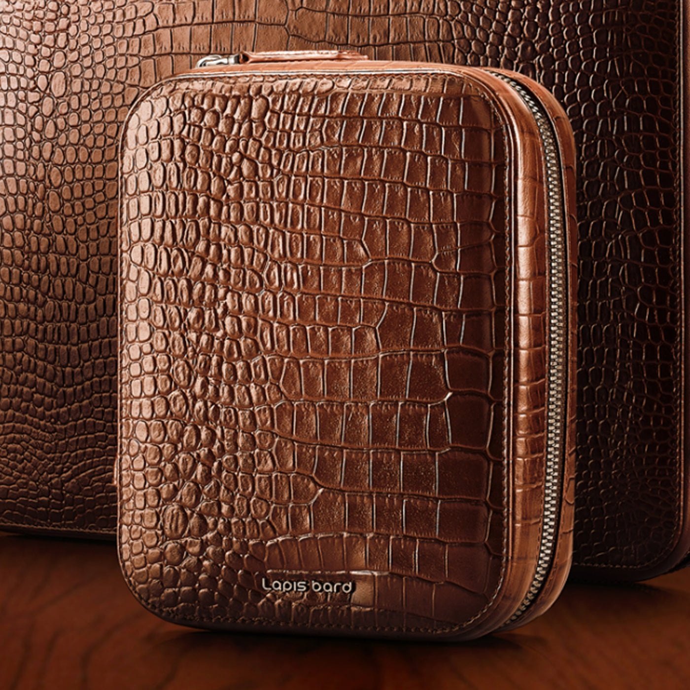 Lapis Bard Mandeville Leather 4 Watch Case - Dark Brown